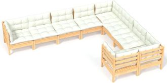 vidaXL Muebles De Jard&iacute;n 9 Piezas Y Cojines Madera De Pino Crema Vidaxl
