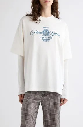 Acne Studios Edra Embroidered T-Shirt in Off White/ecru at Nordstrom, Size X-Large