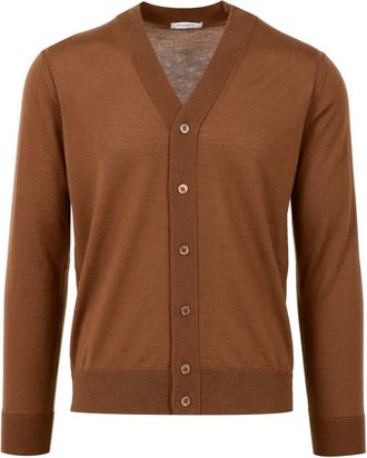 Paolo Pecora Hazel Cardigan - Heren - Vesten - Bruin - L - Wol - Truien & Vesten