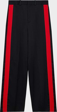 Loewe Men & apos;s Striped Wool-Cotton Wide-Leg Trousers