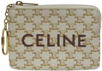 Celine Pre-owned Accessories, male, White, Size: ONE SIZE Pre-owned Triomphe Canvas Coin Case