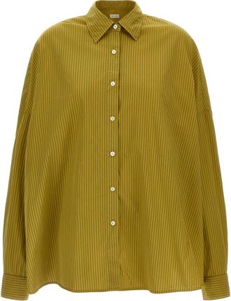 Dries Van Noten Green Oversized Stripes Shirt