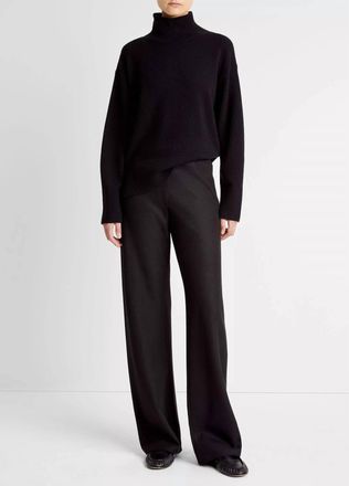 Vince Italian Wool-Blend High-Waist Bias Pant In Black