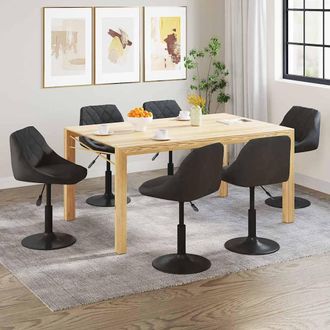 vidaXL Vidaxl - Silla De Comedor Giratoria 6 Uds Terciopelo Negro