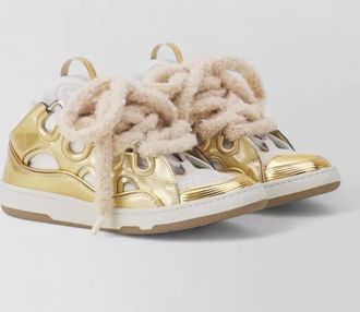 Lanvin low top sneakers metallic finish perforated rubber