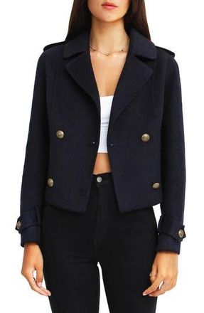 Belle & Bloom Better Off Military Wool Blend Crop Peacoat in Navy at Nordstrom Rack, Size X-Large
