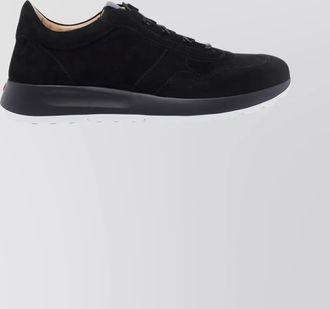 Tod's round toe low top suede sneakers with rubber sole