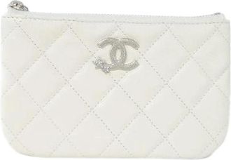 Chanel Pre-owned Vintage Leren Clutch - Dames - Vintage Clutch - Wit - ONE Size - Leer - Vintage