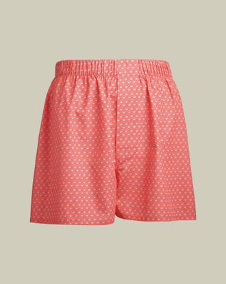CHARLES TYRWHITT Wine Glass Print Woven Boxers - Coral Pink Size Small by Charles Tyrwhitt
