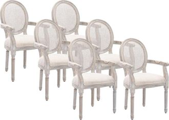 VENTE-UNIQUE.COM Set de 6 sillas madera maciza beige