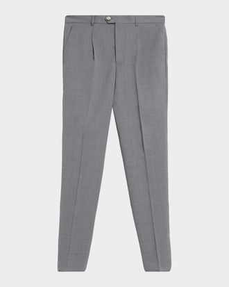 Brunello Cucinelli Men & apos;s Virgin Wool Sharkskin Pleated Trousers
