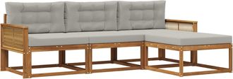 vidaXL Conjunto De Sof&aacute;s De Exterior 4 Uds. Natural Y Gris Claro Vidaxl