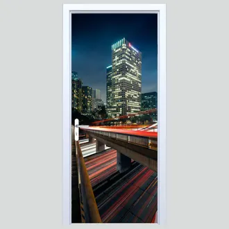 OEM Pegatina De Tela Para Puerta Con Dise&ntilde;o De Luces De La Ciudad Por La Noche 562pd