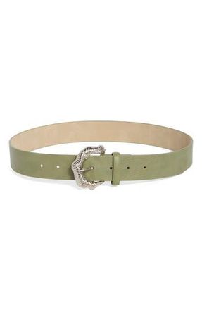 Steve Madden Textured Buckle Faux Leather Belt in Light Olive at Nordstrom Rack, Size X-Large