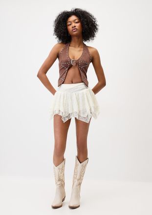 Twik Womens Tiered lace miniskirt