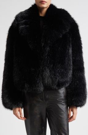 Stand Studio Samara Faux Fur Jacket in Black at Nordstrom, Size 2 Us