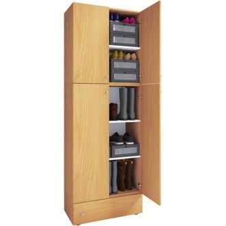 ebuy24 Gabinete de zapato de madera vcm Dimensiones: al. 200 x an. 70 x t. 39 cm Armario multiusos 5 compartimentos 4 puertas giratorias cajón adicional