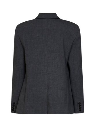 Self Portrait Double-Breasted Wool-Blend Blazer - Gray