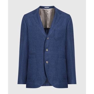 Brunello Cucinelli Blue Linen Wool Blend Blazer, Brand Size 46 (US Size 36)