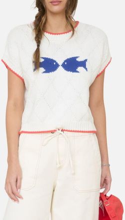 J.O.A. Graphic Cotton Blend Sweater in Cream at Nordstrom, Size Medium