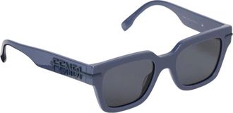 Fendi Accessoires, Heren, Blauw, ONE Size, Rechthoekig montuur zonnebril met standaard lens
