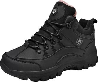 Generic Men Outdoor Snow Boots Fleece Lined Warm High Top Cotton Shoes NonSlip Wear Resistant Short Hiking Boots (Black,9.5)