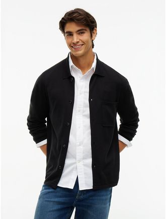 Tommy Hilfiger Mens Classic Shirt Cardigan - Black - XL