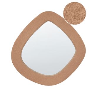 Beliani Beliani - Espejo De Pared Moderno Colgante Decorativo 79 X 80 Cm Marco Mdf Forma Irregular Tejido Boucl&eacute; Marr&oacute;n Claro Epiry