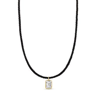 SHYMI Cord Necklace with Fancy Shape Pendant -.925 Sterling Silver, 14k Gold-Plated - Rhodium Plated, Cubic Zirconia, Adjustable Chain