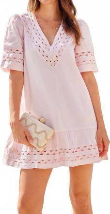 Sail to Sable V Neck Puff Sleeve Dress In Blush