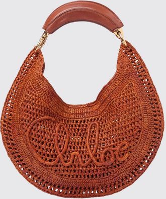 Chlo&eacute; Borsa hobo Summer Banana Chlo&Eacute; in rafia traforata con logo ricamato