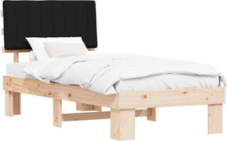 vidaXL Estructura De Cama Con Cabecera Tapizada Negro 90 X 190 Cm Vidaxl
