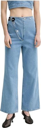 Nanushka Wide Leg Jeans - Dames - Loose Fit Jeans - Blauw - W27 - Katoen - Jeans