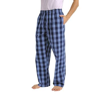 Generic Mens Pyjama Bottoms Elasticated Waist Loungewear for Sleep Plaid Print Sleeping Trouser Loose Fit Straight Leg Nightwear Mens PJ Bottoms with Pockets 