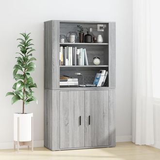 vidaXL Vidaxl - Aparador Alto De Madera Contrachapada Gris Sonoma