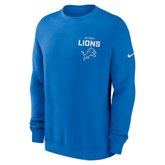 Nike Detroit Lions Draw Block Club Nike Mens NFL Pullover Crew in Blue | NKPV45A9J-KU0
