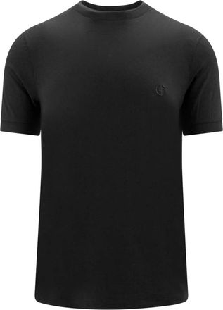 Giorgio Armani Zwarte T-shirts en Polos Elastische Korte Mouw - Heren - T-shirts - Zwart - M - Tops