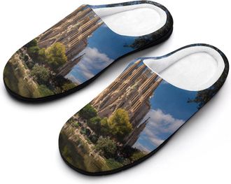 Generic Sagrada Familia Mens Cozy Cotton Slippers with Memory Foam Lightweight Anti-skid House Shoes for Indoor Outdoor