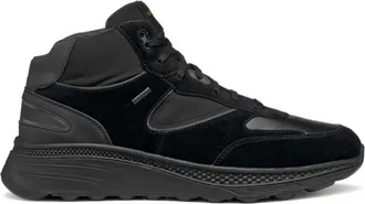 Geox Spherica Actif Black Mid-Top Suede Sneakers