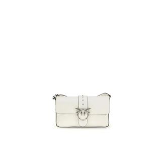 Pinko Shoulder Bags, female, White, Size: ONE SIZE Leather Wallet with Multiple Card Slots and Bill Compartment