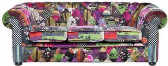 Beliani Beliani - Divano vintage a 3 posti in tessuto multicolore viola Chesterfield