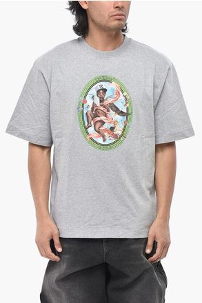 Off-white Cotton Crewneck T-Shirt FRESCO OVAL With Print size L