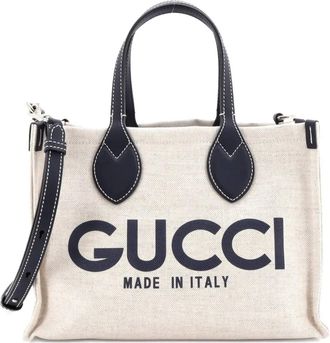 Gucci Logo Shopper Tote Printed Canvas Small shoulder bag - Blauw