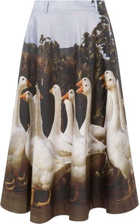 Moschino graphic-print midi skirt - Grey