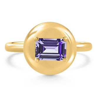 Pompeii3 Candy Button 14k Yellow Gold Emerald Cut Amethsty Ring