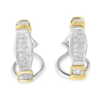 House of Brilliance 14K Two-Toned Gold 0.5 cttw and Princess Cut Diamond Earrings in Yellow at Nordstrom
