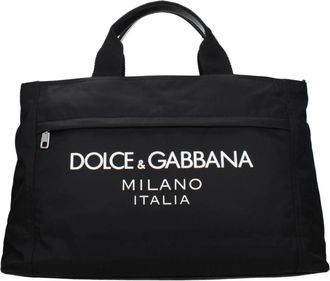 Dolce & Gabbana Nylon Holdall met Rubberen Logo - Dames - Handtassen - Zwart - ONE Size - Nylon - Tassen