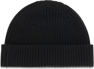 Parajumpers Mens Beanie Ribbed Knit With Logo Black Hats E Hairbands