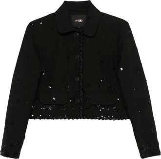 Maje sequin-embellished jacket - Black