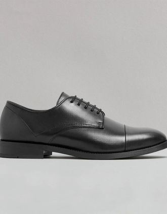 Hudson Mens PORTMAN MENS BLACK LEATHER DERBY - Size: 11